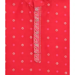 Ahalyaa Kids Red & Pink Printed Kurta with Churidars image 5
