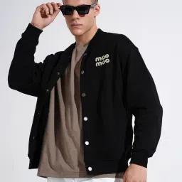 SHOWOFFFF Black Cotton Printed Regular Fit Jacket image 1