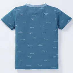 Ed-a-Mamma Kids Blue Cotton Printed T-Shirt image 2