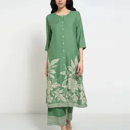Rangmanch by Pantaloons Green Printed Kurtas image 1