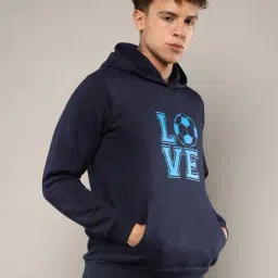 Campus Sutra Navy Blue Cotton Regular Fit Printed Hooded Sweatshirt-picture-30