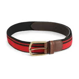 Simon Carter Red Leather Striped Casual Belt for Men image 1
