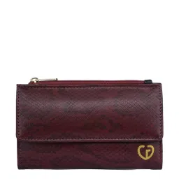 Caprese Ivara Burgundy Faux Leather Animal Effect Tri-Fold Wallet image 1