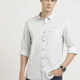 Turtle Grey Cotton Slim Fit Printed Shirt image 1