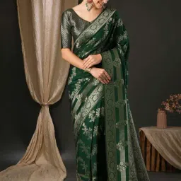 Saree Mall Green Woven Saree With Unstitched Blouse-picture-31