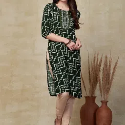Fashor Green Printed Straight Kurta image 1