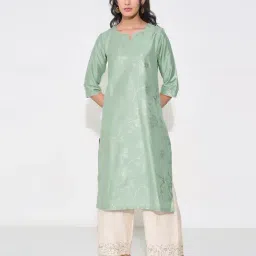 Rangmanch By Pantaloons Green Regular Fit Printed Kurta-image-24