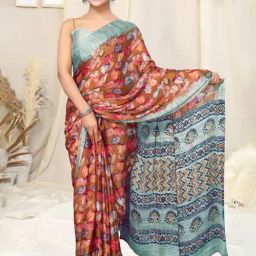 MIRCHI FASHION Mustard Printed Saree With Unstitched Blouse-picture-43