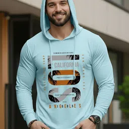 AUSK Men Printed Hooded T-shirt-image-1