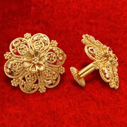 DIVASTRI Set of 2 Gold-Plated Circular Studs Earrings image 2