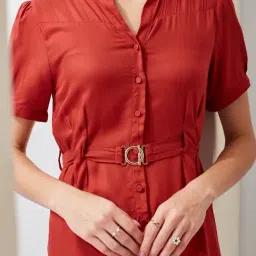 Latin Quarters Red Rayon Regular Fit Dress image 5