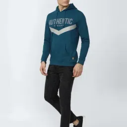 Academy By Van Heusen Blue Slim Fit Printed Hooded Sweatshirts image 5