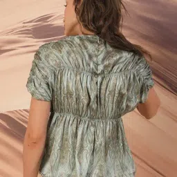 RAREISM Green Polyester Printed Short Sleeves Top image 2