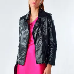 Cover Story Black Regular Fit Biker Jacket-picture-19