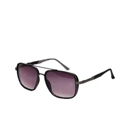 Garry Gobbs Unisex Purple Lens & Gunmetal-Toned Square Sunglasses with image 2