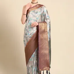 Silk Land Multicolor Silk Floral Saree With Unstitched Blouse-picture-29