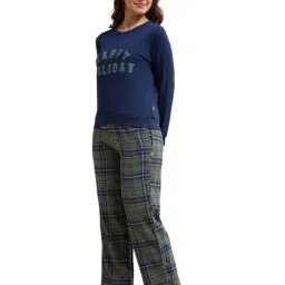 Amante Navy Cotton Printed Nightsuit image 3