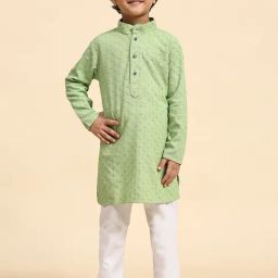 Pro-Ethic Style Developer Kids Light Green & White Embellished Full Sleeves Kurta with Pyjamas-picture-46