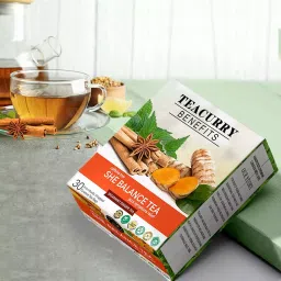 TEACURRY Balance Tea with Diet Chart to Help with Hormone, Period (1 Month Pack,30 Tea Bag) image 3