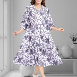 MomsBae Floral Printed Maternity A-Line Midi Dress-picture-32