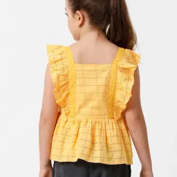 Kate & Oscar Kids Yellow Embroidered Top image 2