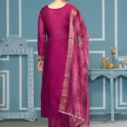 KALINI Magenta Woven Design Unstitched Dress Material image 4