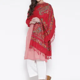 WEAVERS VILLA Red Patterned Stole-image-65