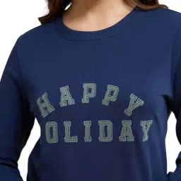 Amante Navy Cotton Printed Nightsuit image 4