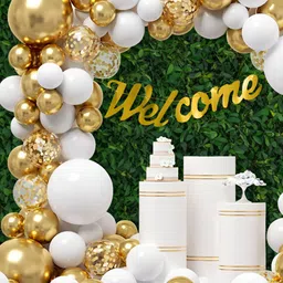 Special You 51 Pcs White & Yellow Balloons & Banner Festive Decor-image-83