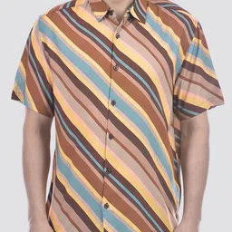 CAMLA Men Multi Stripes Striped Regular Fit Casual Shirt image 3