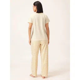 Clovia Cotton Printed Top And Pyjama Beige (Set of 2) image 4