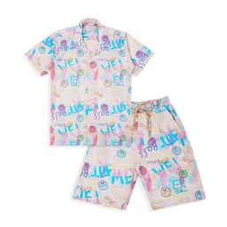 CAVIO Boys Printed Half Sleeve Pure Cotton Shirt With Shorts-image-44
