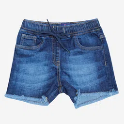 Kiddopanti Frayed Edge Distress Detail Denim Hot Shorts - Dark Blue-picture-16