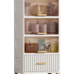 House of Quirk Bathroom Floor Cabinet, Freestanding Narrow Side Storage Organizer Cabinet with Drawers and Shelf, Slim Chest of Drawers for Bathroom, Hallway, and Living Room (White, 4 Layer 50CM)-image-9