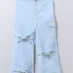 Taffykids Denim Full Length Bow Detail Cargo Pant - Light Blue-picture-26