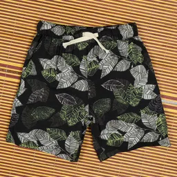 The Lion and the Fish Viscose Woven Leaves Printed Shorts - Black-picture-17