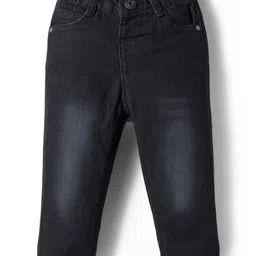 Babyhug Denim Full Length Washed Jeans With Stretch - Black image 1