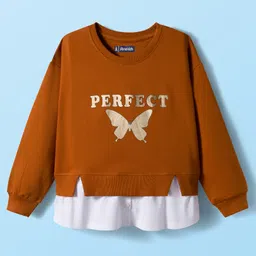 Pine Kids Cotton Knit Full Sleeves Sweatshirt With Perfect Text Print - Brow & White-picture-23