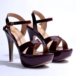 Shoetopia Strap Detailed Buckle Closure Heeled Sandals - Cherry-image-33