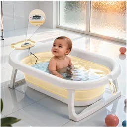 Baybee Tubby Bath Tub for Baby 0-5 Years, Foldable Baby Bathtub for Kids with Anti Skid Base & Drainer, Space Saving Design, Newborn Baby Bathing Tub for Girls & Boys with Temperature Meter (Beige)-picture-18