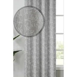 GEET CREATIONS Grey Floral Room Darkening Window Curtain-picture-32