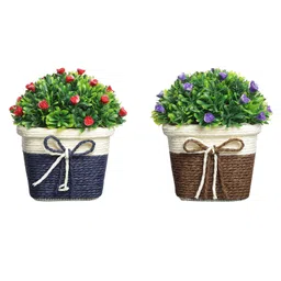 Foliyaj Combo of 2 Artificial Flower Plants with Pot for Home Decor Living Room image 2