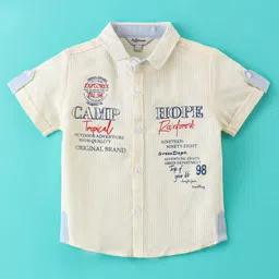 ToffyHouse 100% Cotton Woven Half Sleeves Striped & Text Printed Shirt & Shorts Set With Bow & Suspender - Ice Blue image 2