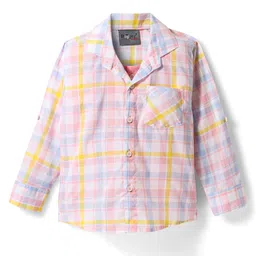 Dapper Dudes Full Sleeves Checked Shirt With Attached Tee - Pink image 2