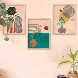 Kotart Brown & Green 3 Pieces Modern Wooden Wall Arts-picture-15