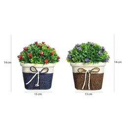 Foliyaj Combo of 2 Artificial Flower Plants with Pot for Home Decor Living Room image 3