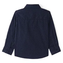 babyhug BabyhugWoven Full Sleeves Polka Dots Printed Party Shirt with Bow & Suspender - Navy Blue image 3