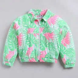 M'andy Cotton Blend Woven Full Sleeves Tropical Leaves Printed Jacket & Pant Set - Multi Colour image 4