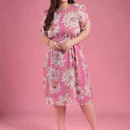 DressBerry Curve Women Floral Printed Fit And Flare Midi Dress-picture-21