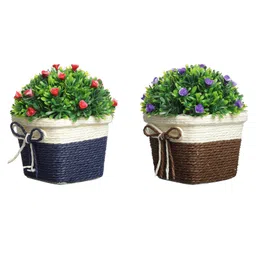 Foliyaj Combo of 2 Artificial Flower Plants with Pot for Home Decor Living Room image 4